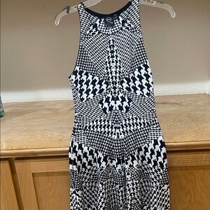 Alexander McQueen Black and White Geometric Midi Dress